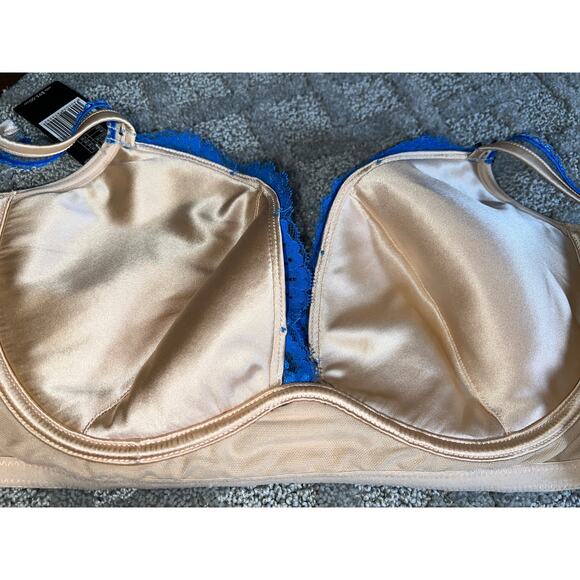 Heidi Klum Bra 34DD 34E Intimates Poolside Affair Blue Lace Satin Underwire NEW - Picture 8 of 13
